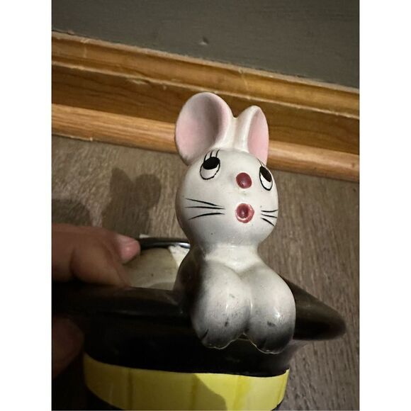 Vintage Bunny Rabbit in Magicians Top Hat Planter Ceramic Numbered 5.5”x4.9” MCM - Picture 9 of 15